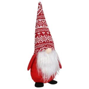 NWT Christmas GNOMES RED 14" Holiday Doll Stuffed Plushy Decor Pattern Hats
